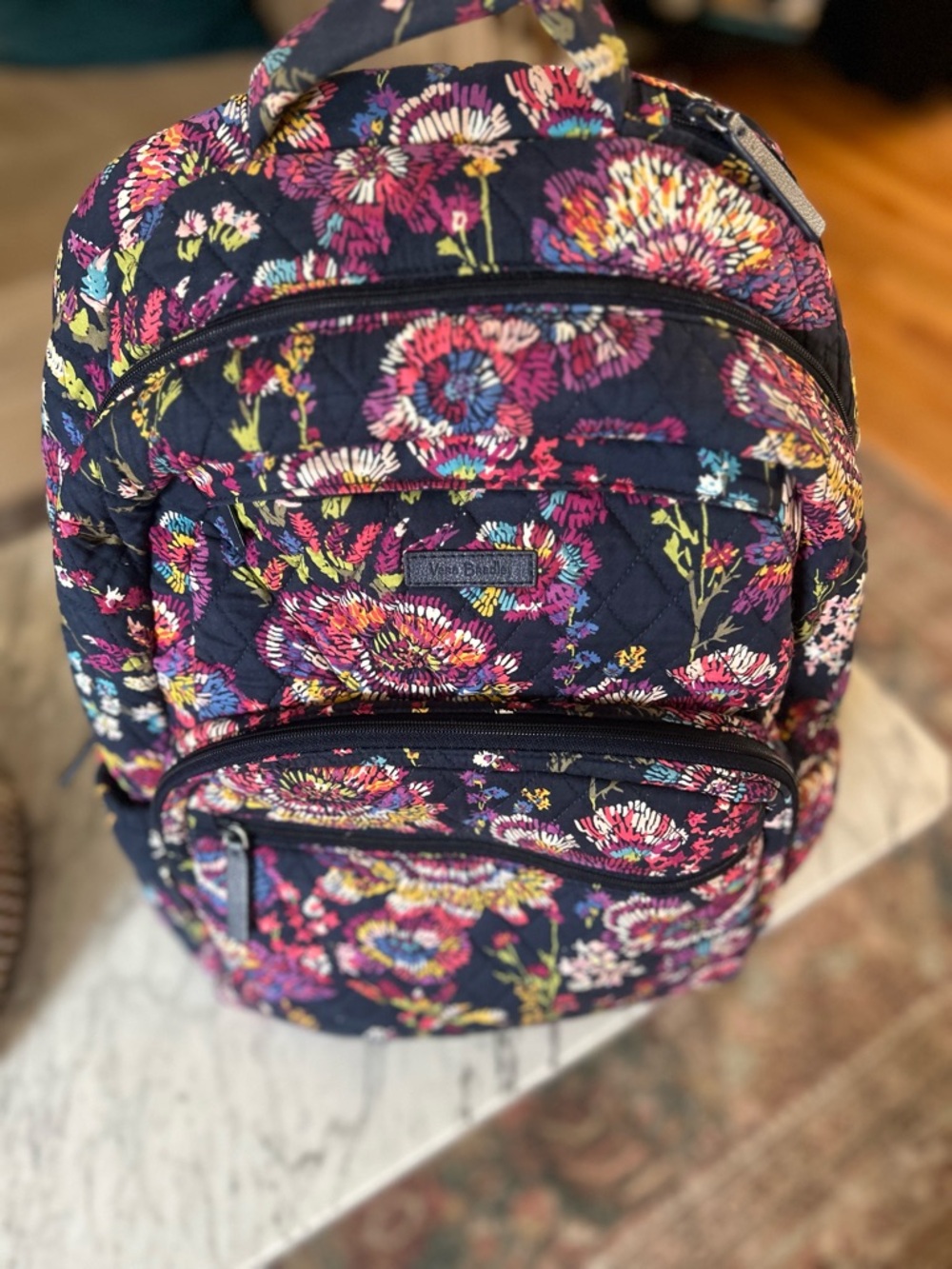 Vera Bradley Floral Quilted Backpack Travel School Bag - Picture 4 of 10